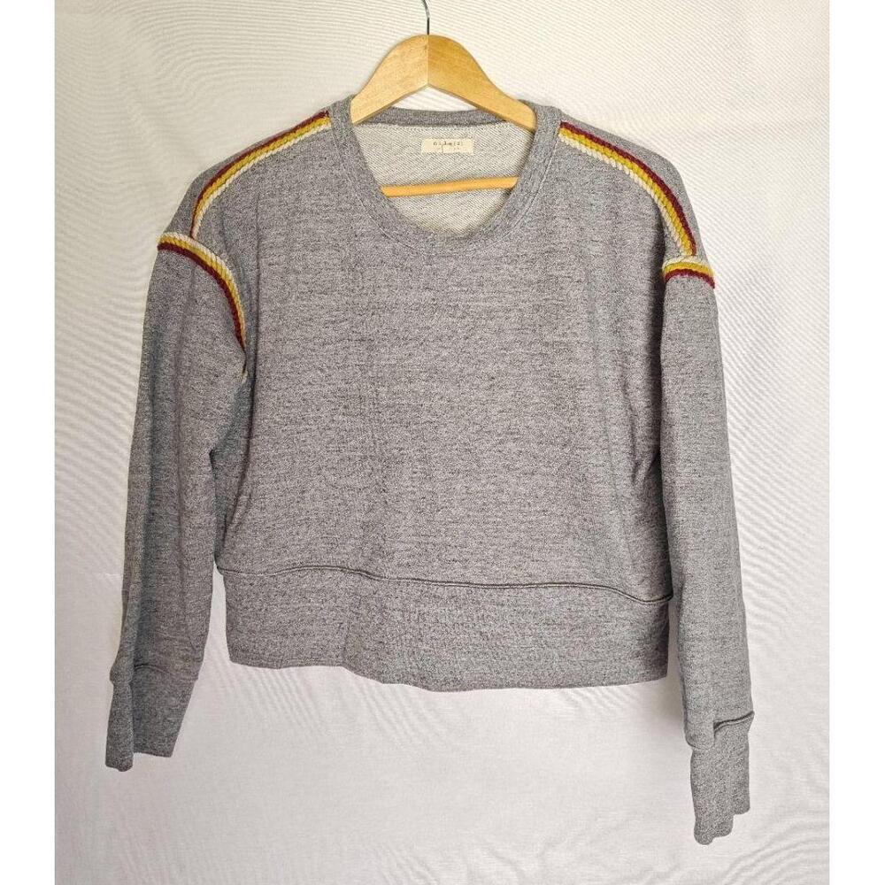 Miles by Madewell Embroidered Trim Crop Sweatshirt Gray Large L AG273‎ - Picture 2 of 14